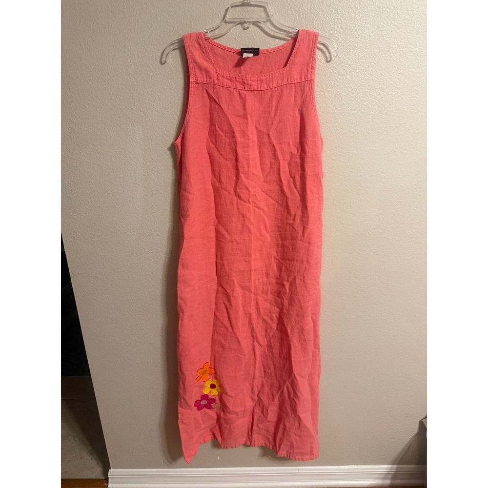 VINTAGE  Liz & Jane Maxi Dress Women Medium Pink Excellent Embroidered SBD